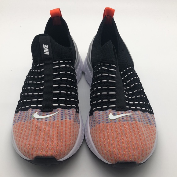 Nike React Phantom Run FK Flyknit 2 Black Team Orange White DQ7647-001 - Picture 3 of 4